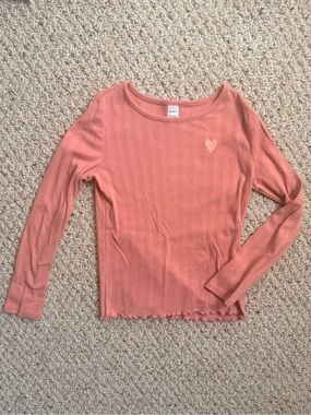 Carter’s Girls Mauve Pointelle Heart Long Sleeve Top | Size 10